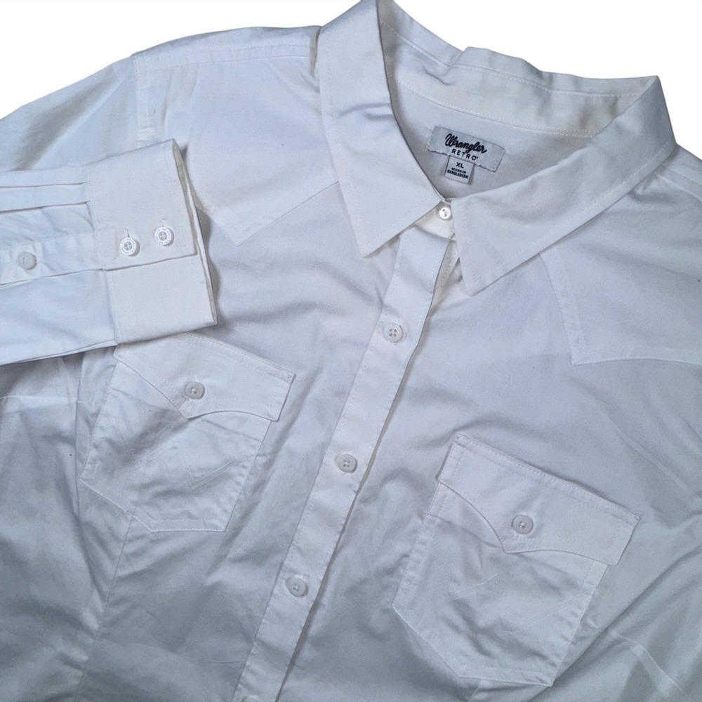 Wrangler Retro Button Down Women XL White Western Long Sleeve Shirt 112358013